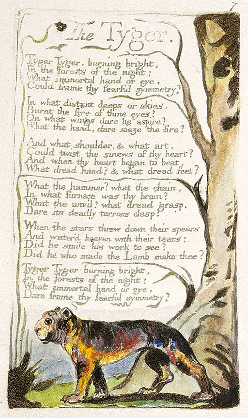 Facsimile of Blake’s poem “The Tyger” from Songs of Experience