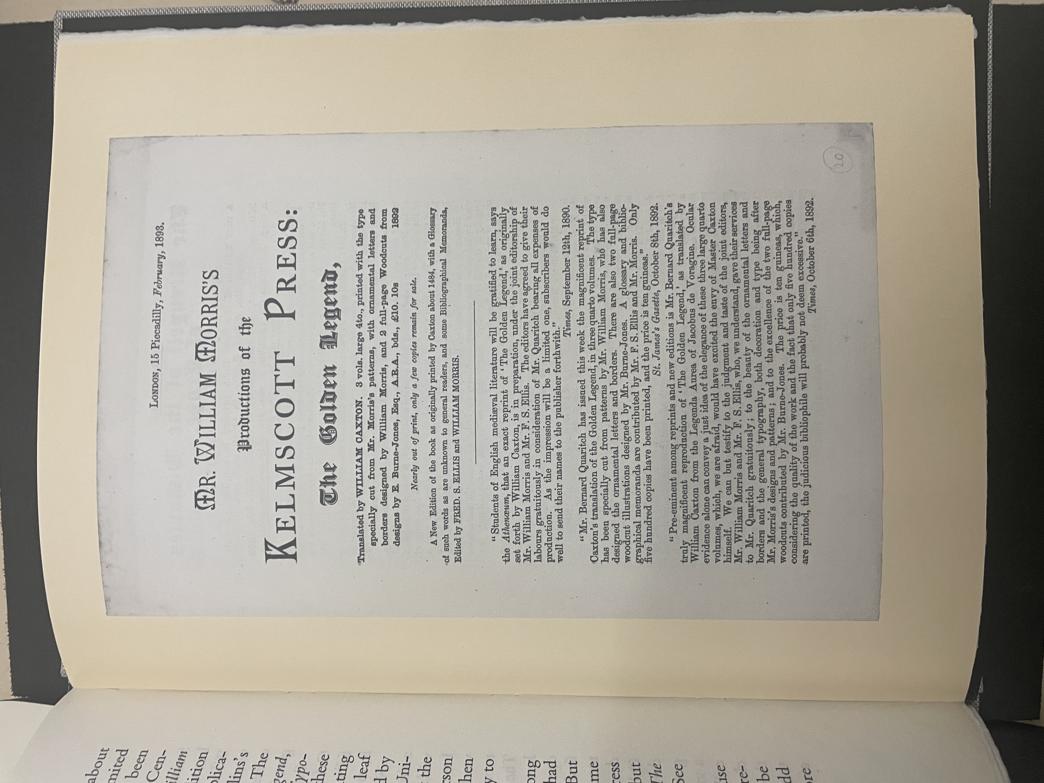 Image of the press announcement for The Golden Legend from the documentary history book mentioned above