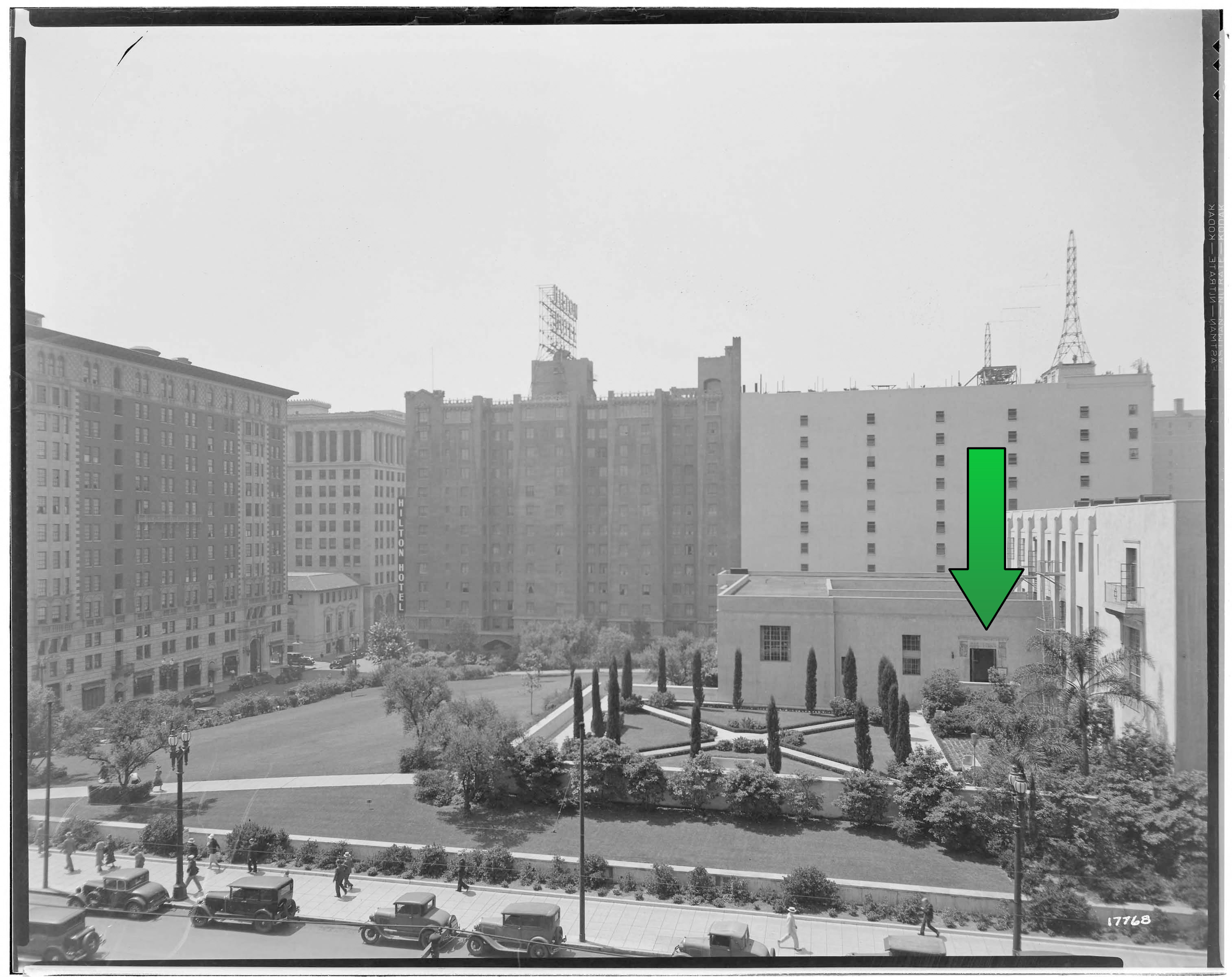 View of Central Library's Grand Terrace and Library Park 1932