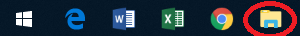 Windows Task Bar with File Explorer circled