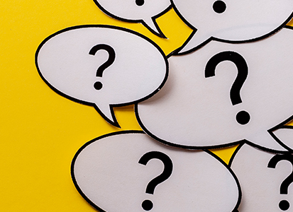 word bubbles with question marks